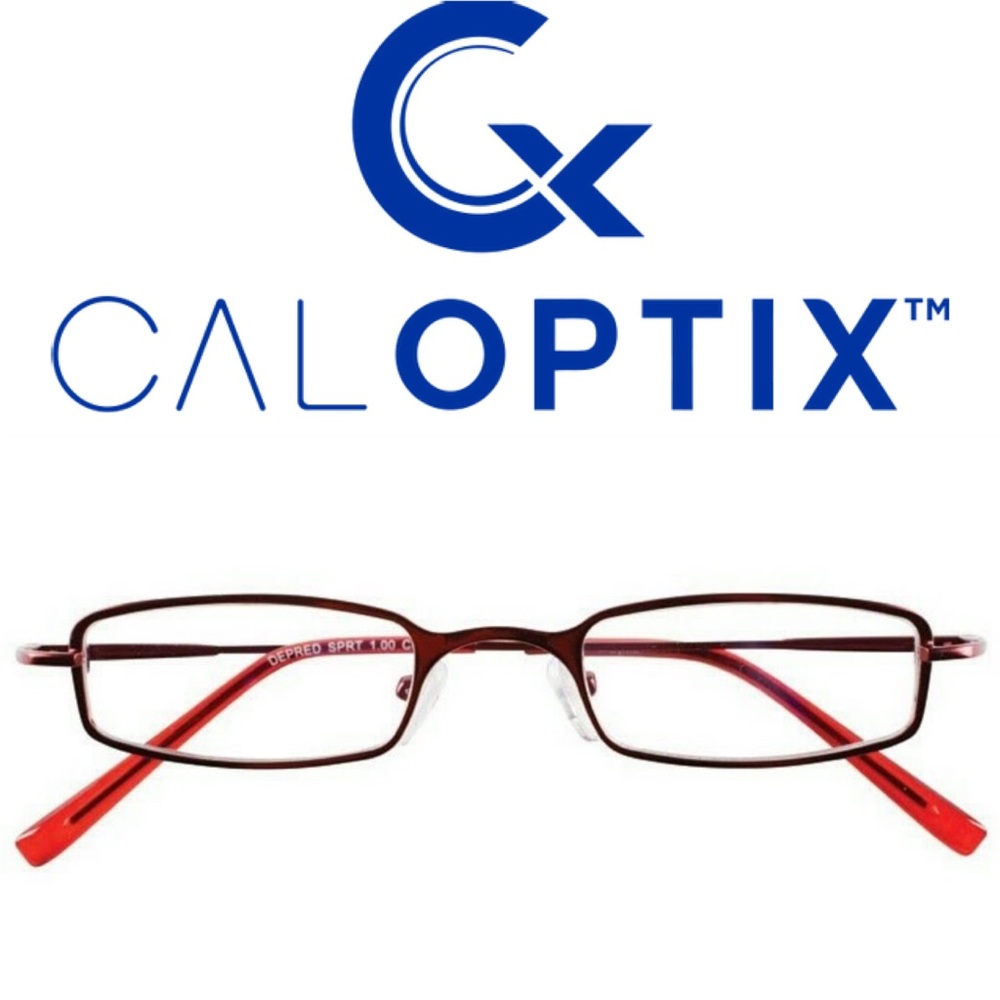 Petite Small Red Metal Rectangle Reading Glasses
